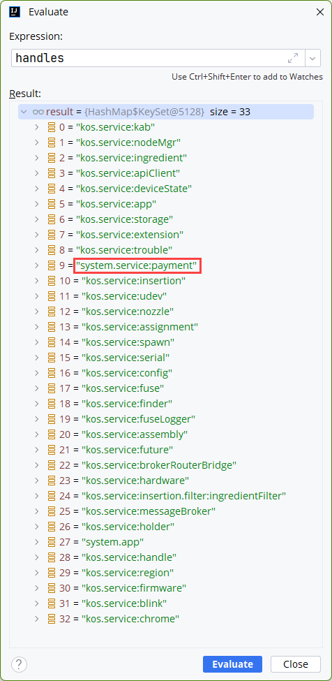 debug list of all handles