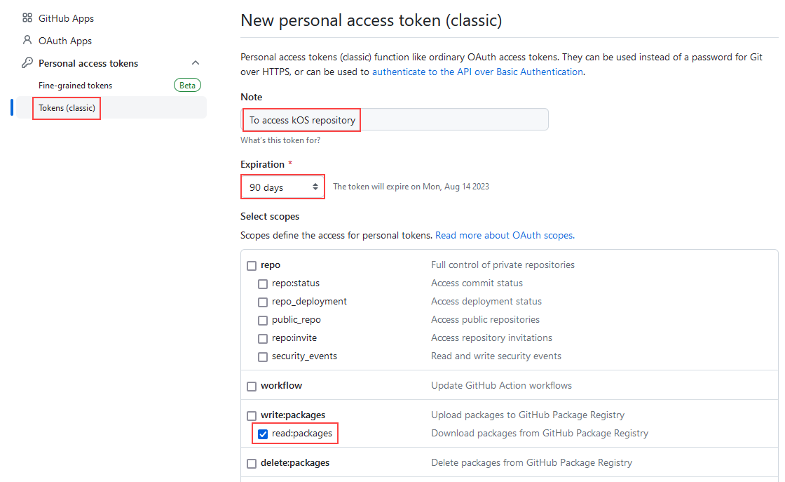 github personal access token