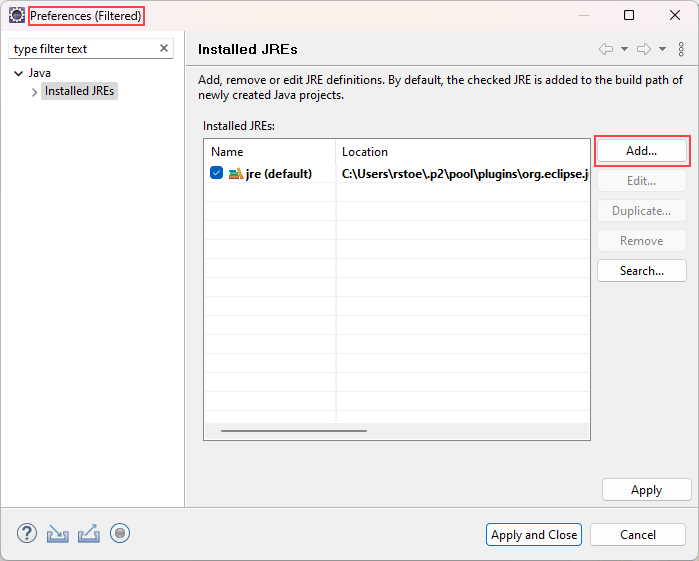 eclipse 3 preferences dialog