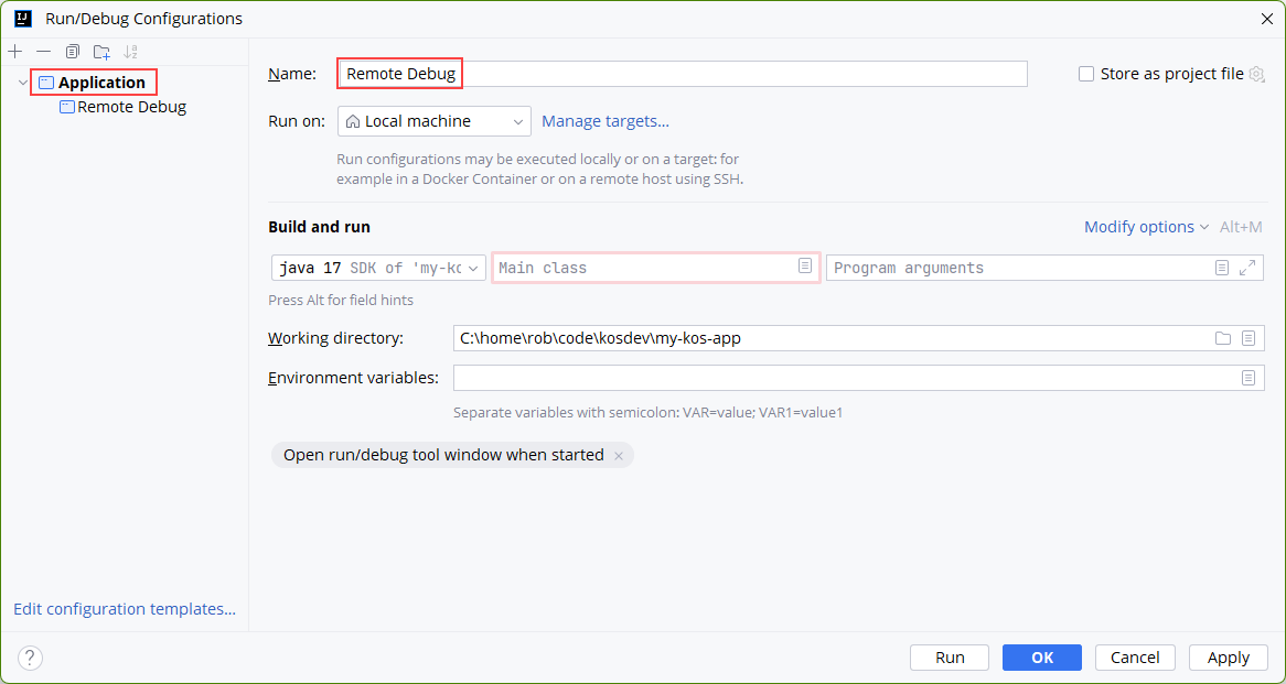 intellij 1 run debug configurations