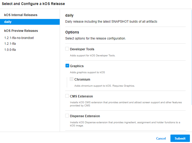 Configure KOS release