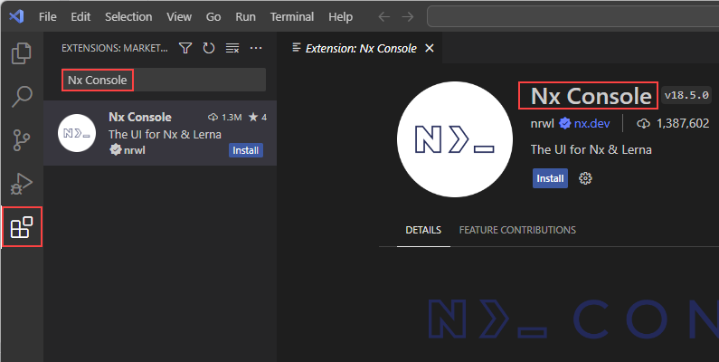 extension nx console