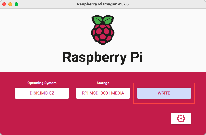 rpi imager click write button 4