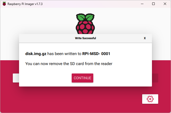 rpi imager completed 6