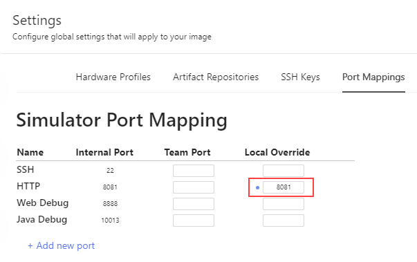 port mappings